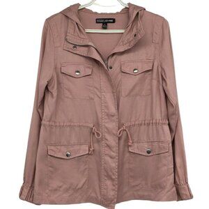 Design Lab Dusty Rose Casual Lightweight Military Safari Anorak Utility Hoodie S